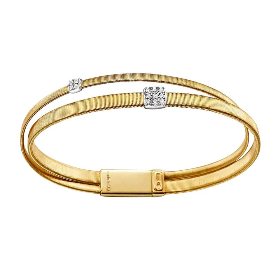 Marco Bicego Yellow and White Gold Masai Diamond Two Strand Crossover Bracelet