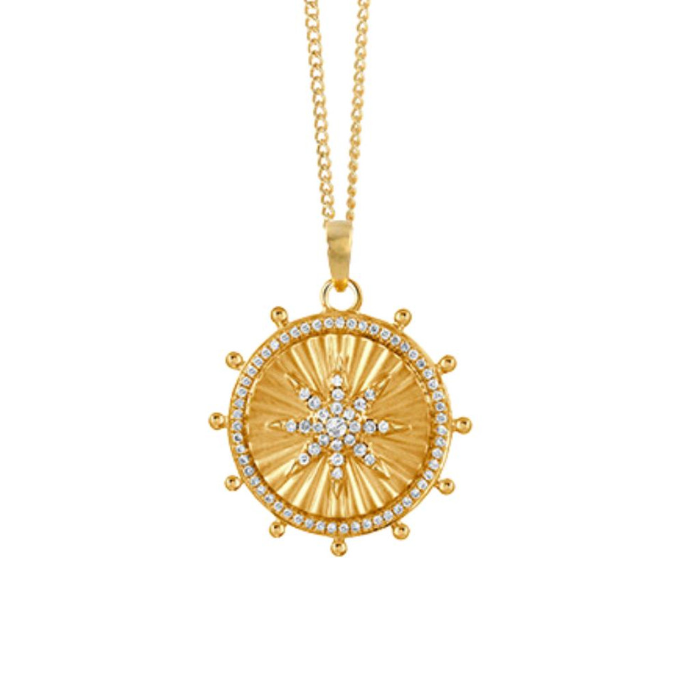 Doves by Doron Paloma Yellow Gold Diamond Celestial Maritime Necklace