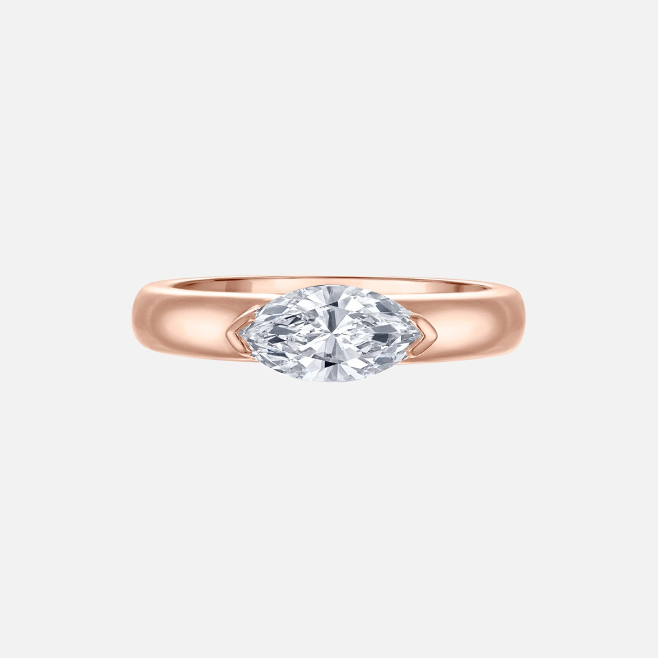 Refined marquise diamond pinky ring in rose gold