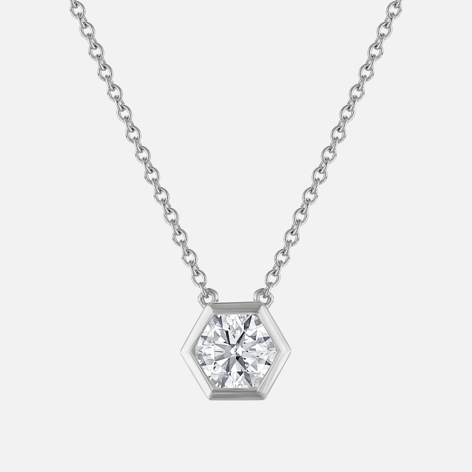Refined medium honeycomb diamond necklace on 18 inch white gold chain