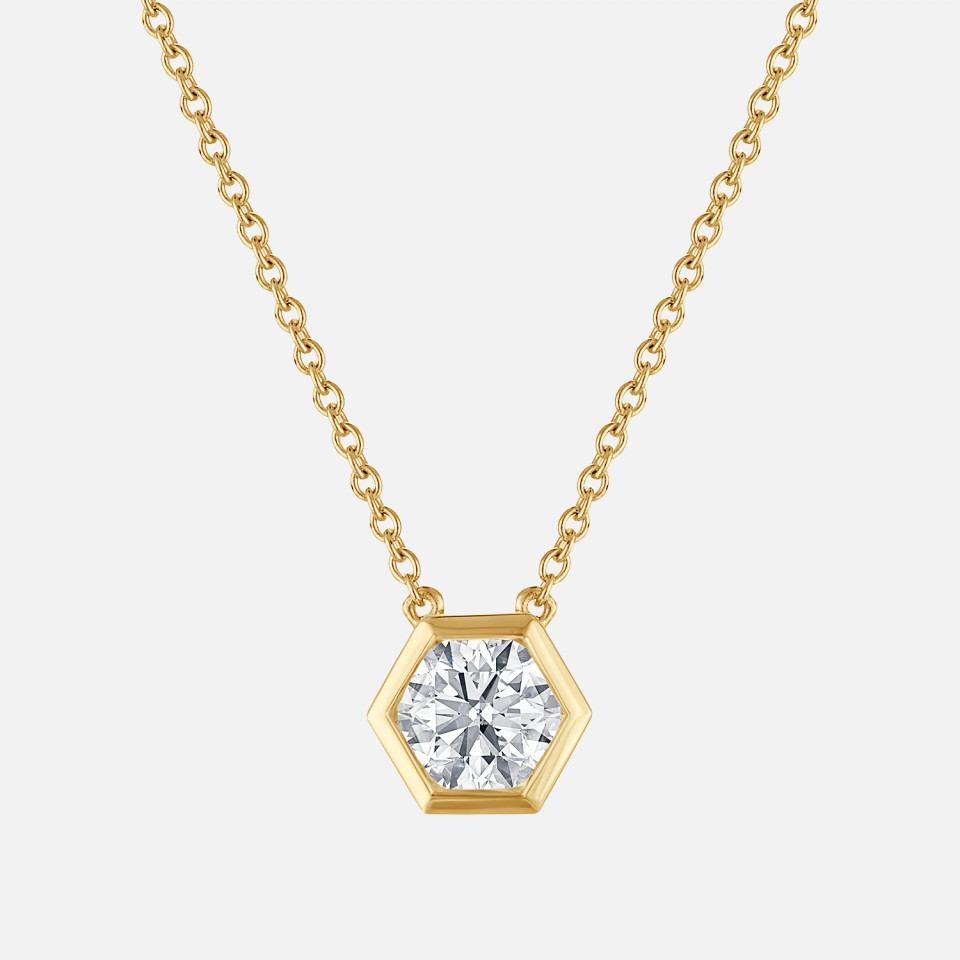 Refined medium honeycomb diamond necklace on 18 inch yellow gold chain