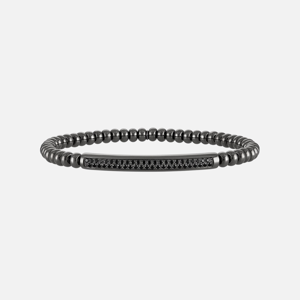 Black Diamond Bar Beaded Stretch Bracelet