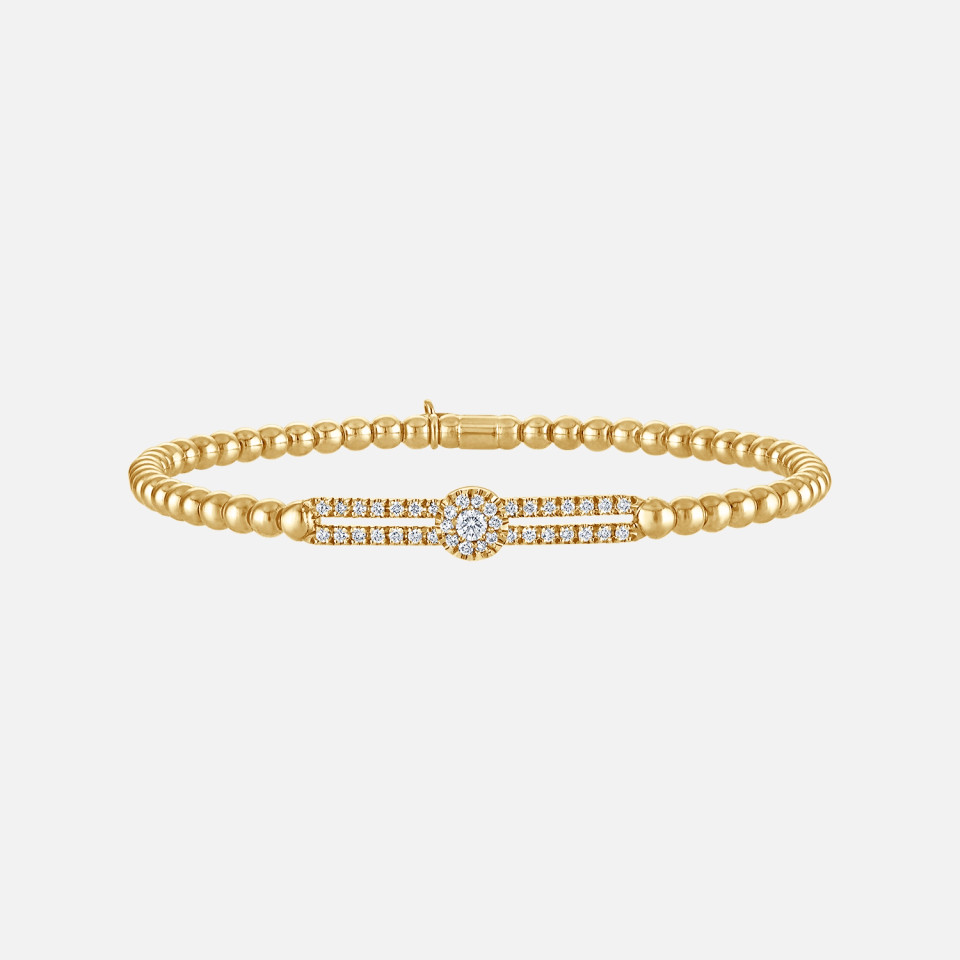 Diamond Circle Slider Beaded Stretch Bracelet