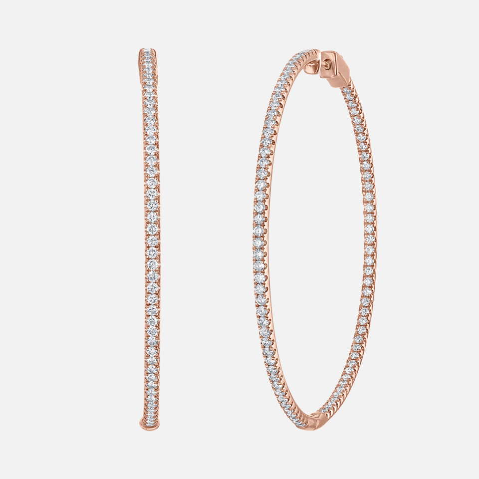 Large Pave Diamond Hoops