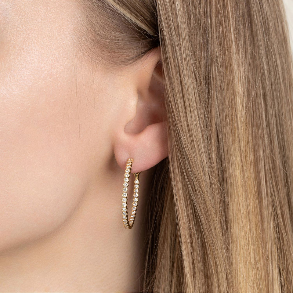 Hoop earring on a woman's ear