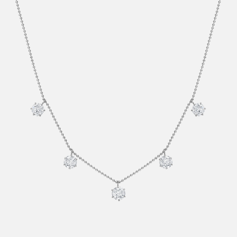 Large Floating Diamond Necklace in white gold
