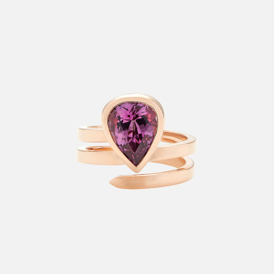 Pear-Shaped Purple Topaz Rose Gold Ring