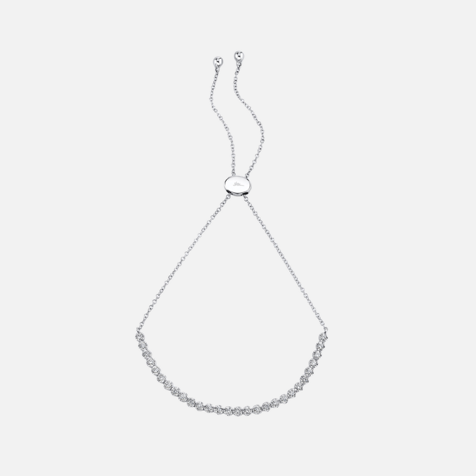 Shy Creation Diamond Crown Setting Bolo Bracelet in White Gold