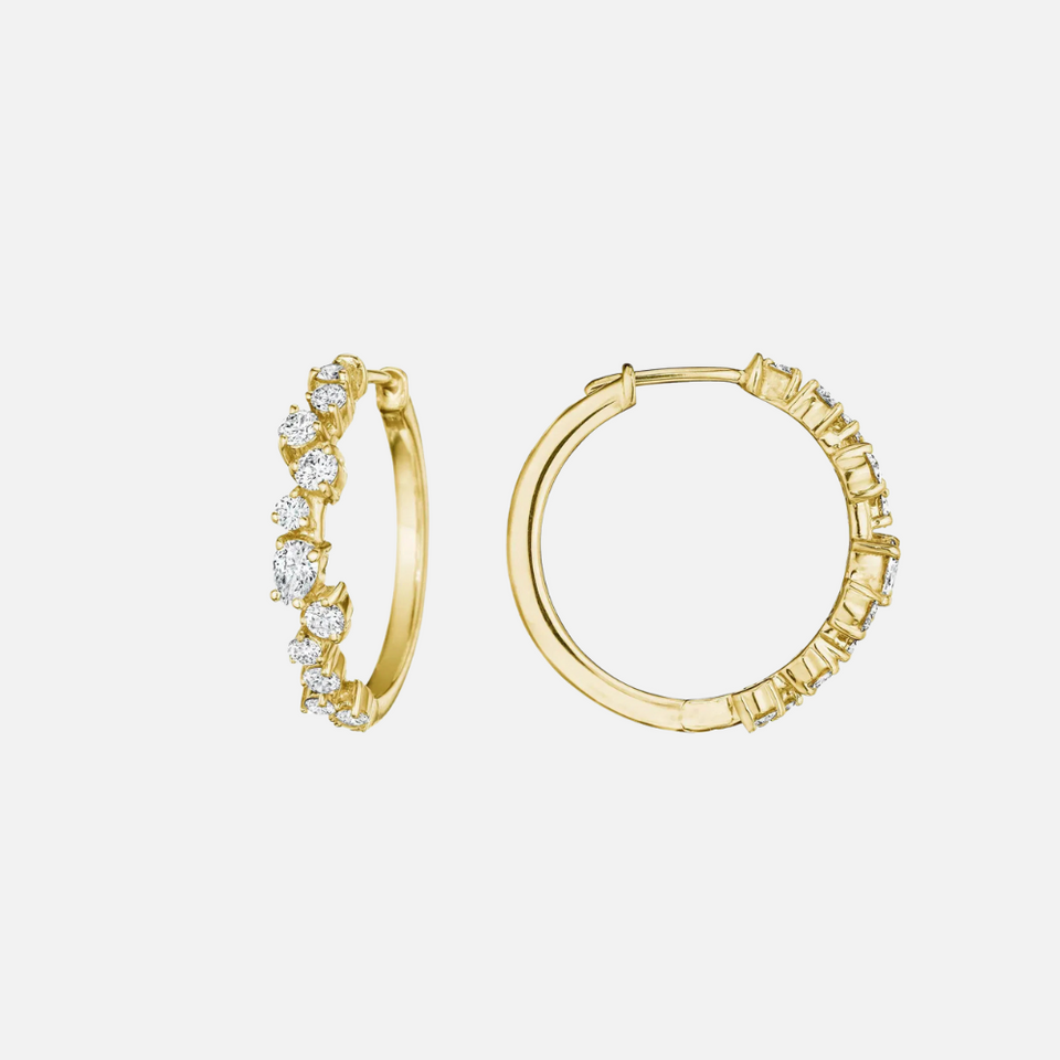 Penny Preville Petite Stardust Diamond Hoop Earrings in yellow gold