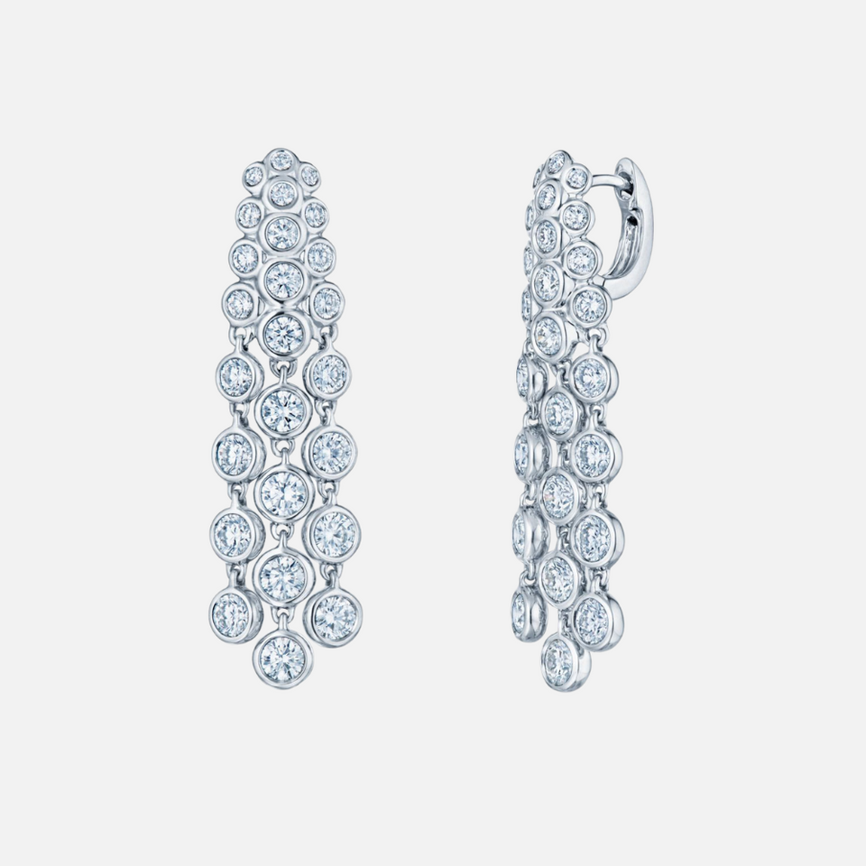 Kwiat Waterfall 3-Row Diamond Drop Earrings