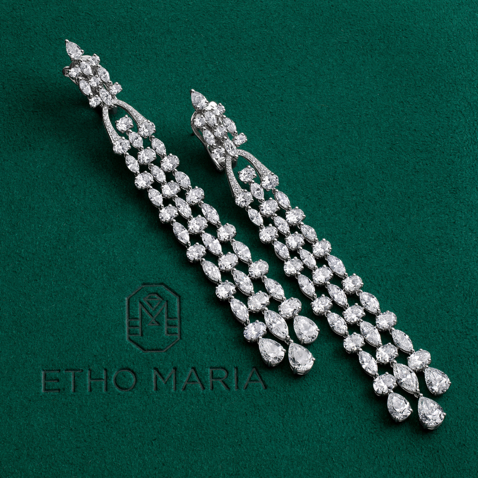 Etho Maria Long Diamond Drop Earrings at Razny Jewelers