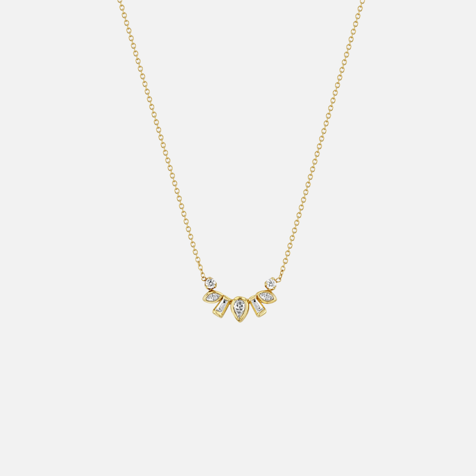 Zoe Chicco Bezel-Set Mixed-Cut Diamond Curve Necklace