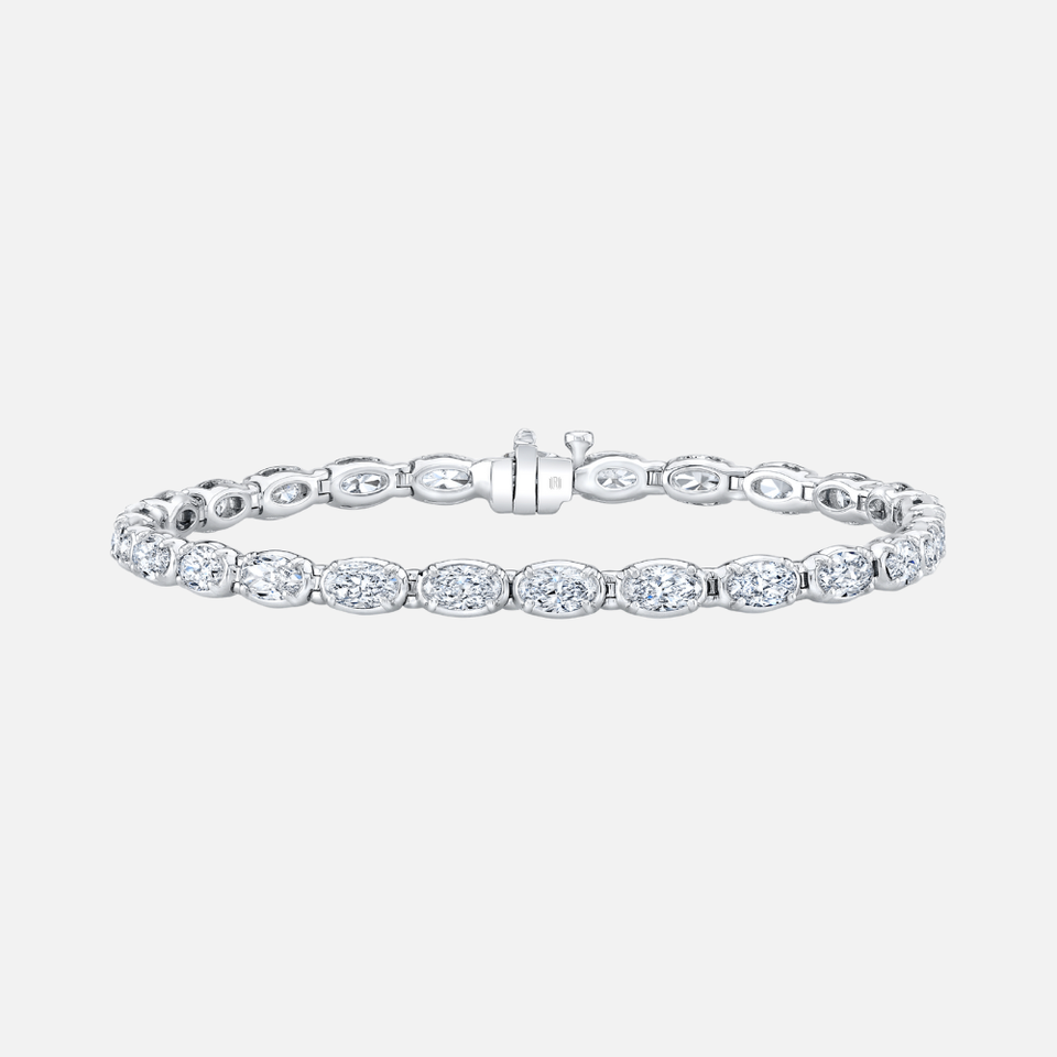 Moval Diamond Tennis Bracelet in White Gold