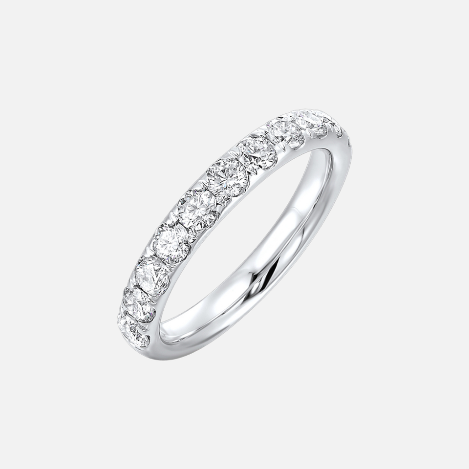 14k White Gold Diamond Halfway Band