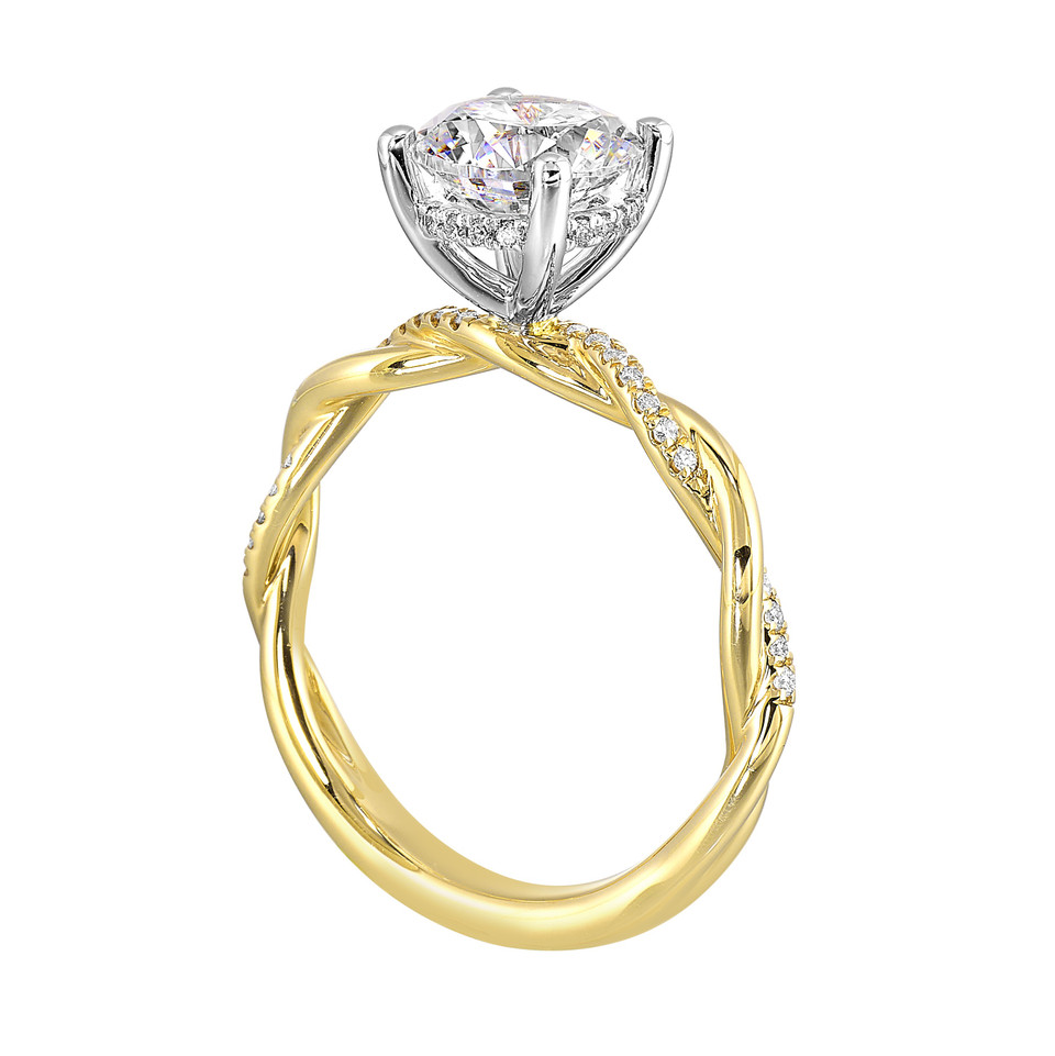 Perfect Love 14k Yellow Gold 1.00-Carat Diamond Engagement Ring With Twisted Band