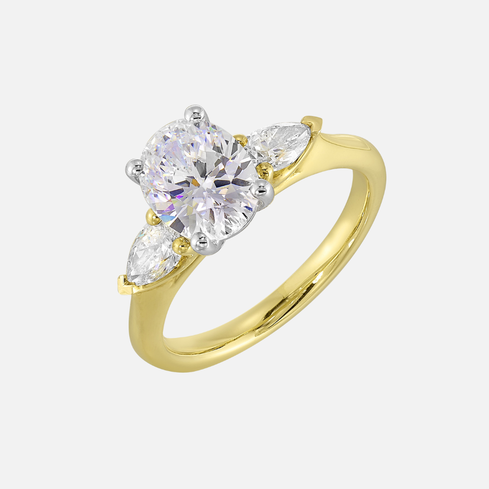 Perfect Love 14k Yellow Gold Semi-Mount With 2 Pear-Shaped Diamond Accents