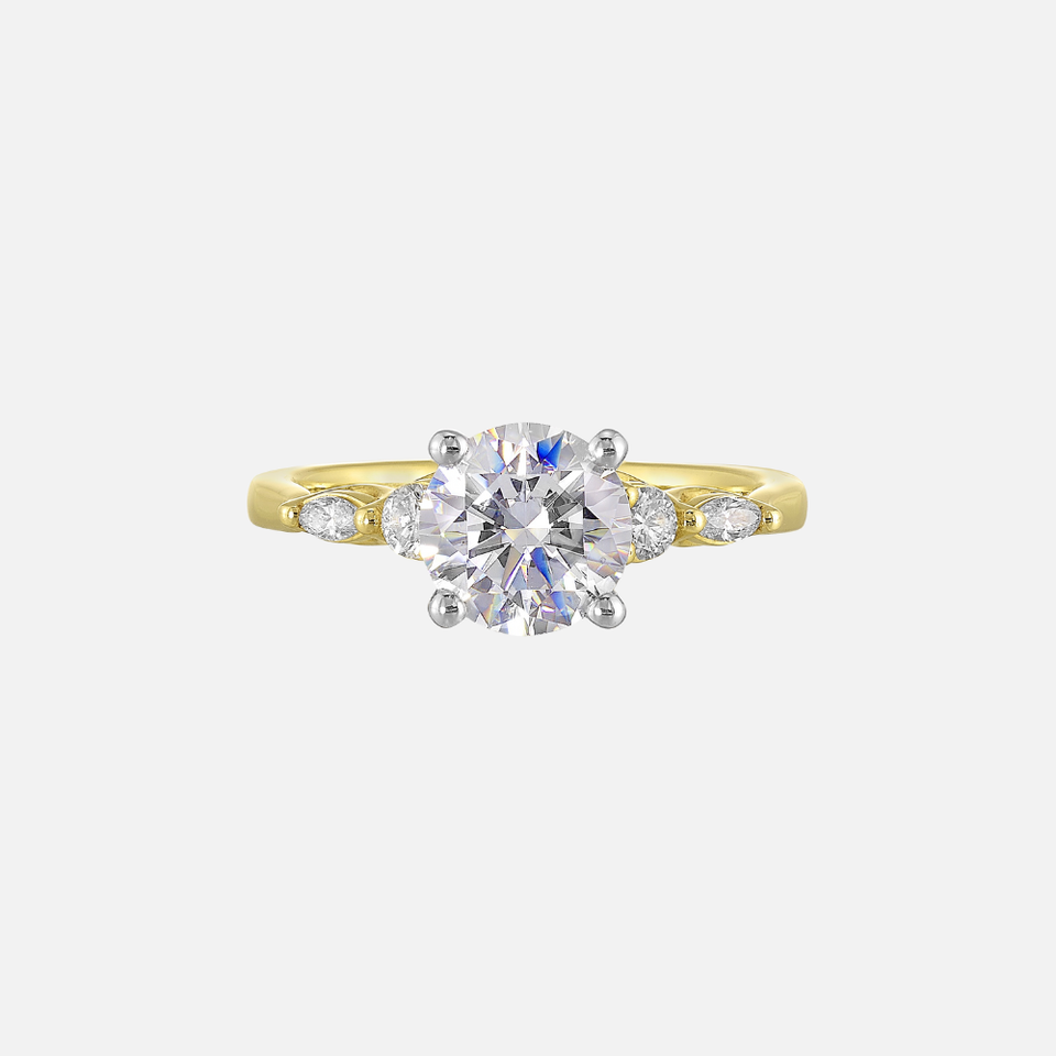 14k White and Yellow Semi-Mount for Round Center Diamond