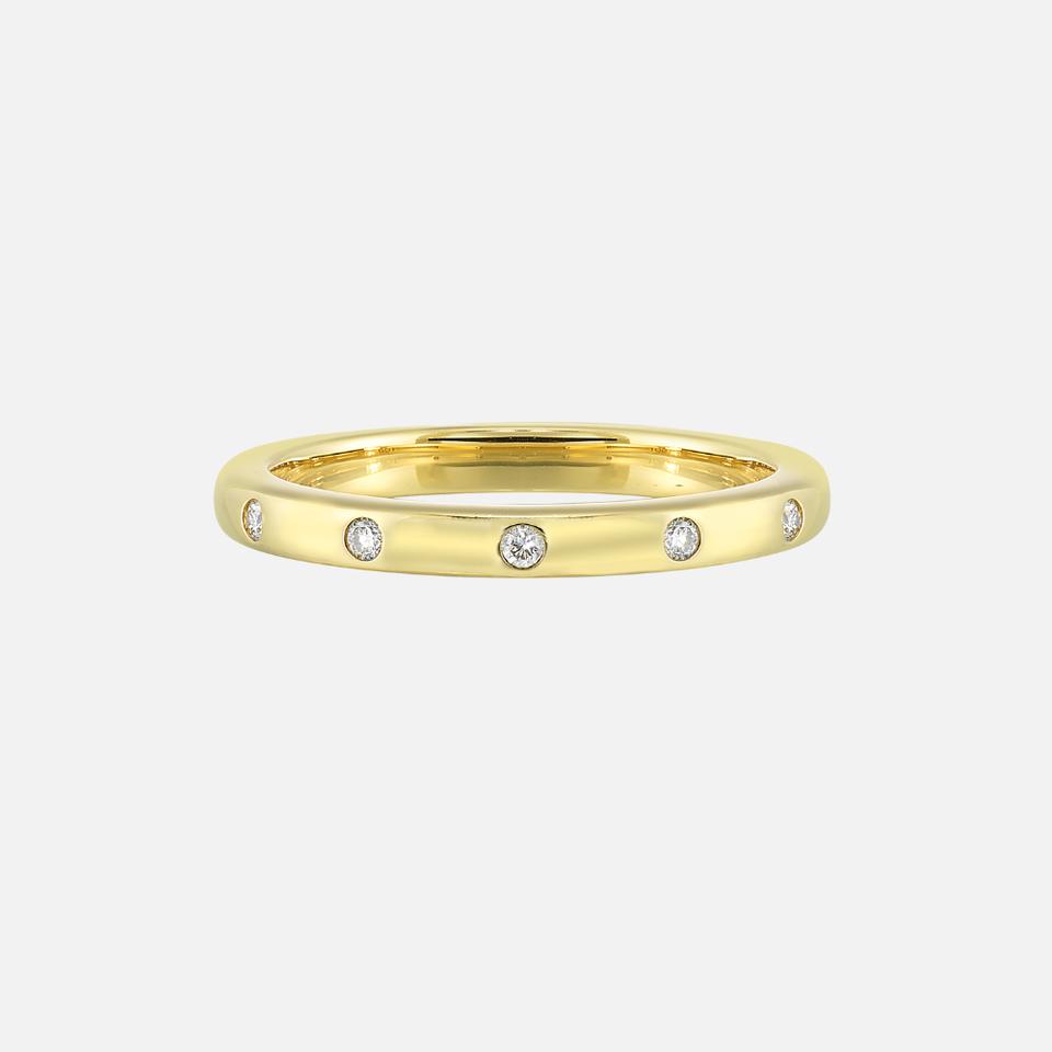 14k Yellow Flush-Set Diamond Wedding Band