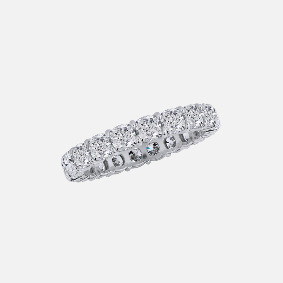Platinum Cushion-Cut Diamond Eternity Wedding Band