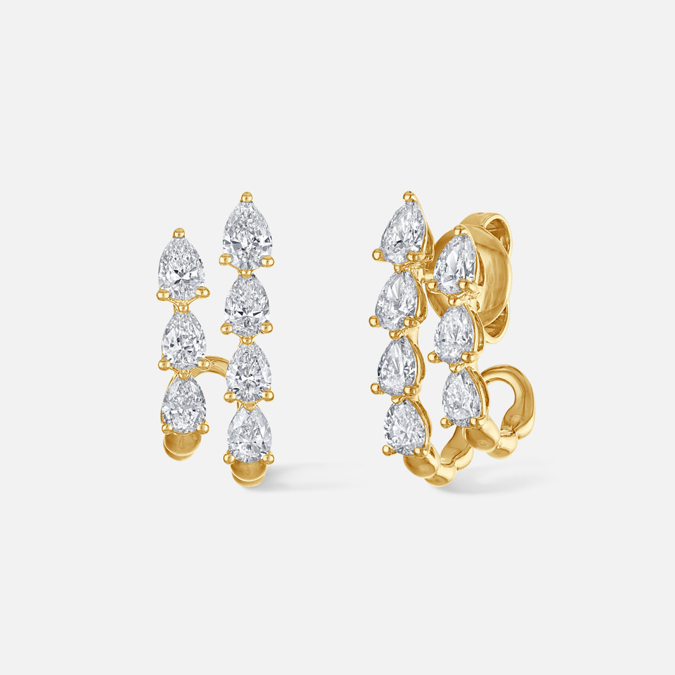 Pear-Shaped Diamond J Hoop Earrings