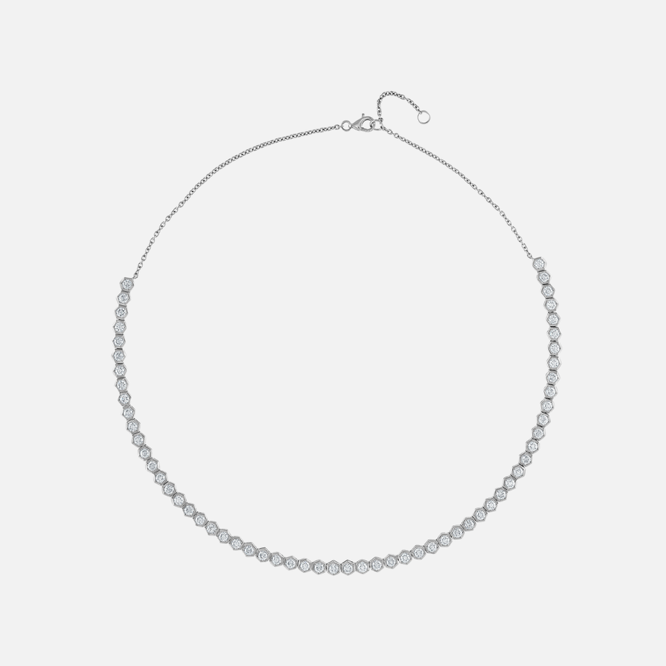 Refined Honeycomb Diamond Tennis Necklace in white gold