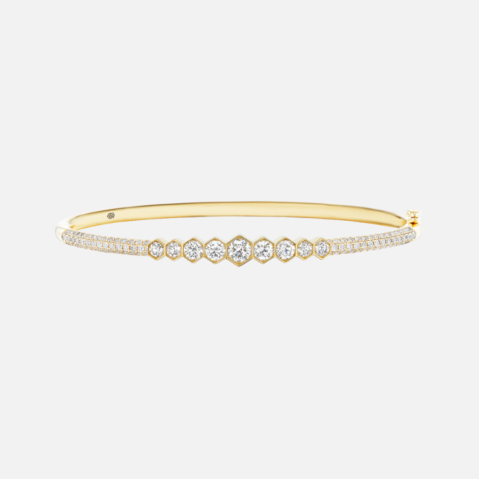 Refined by Razny Honeycomb Bezel-Set Graduated Diamond Bracelet