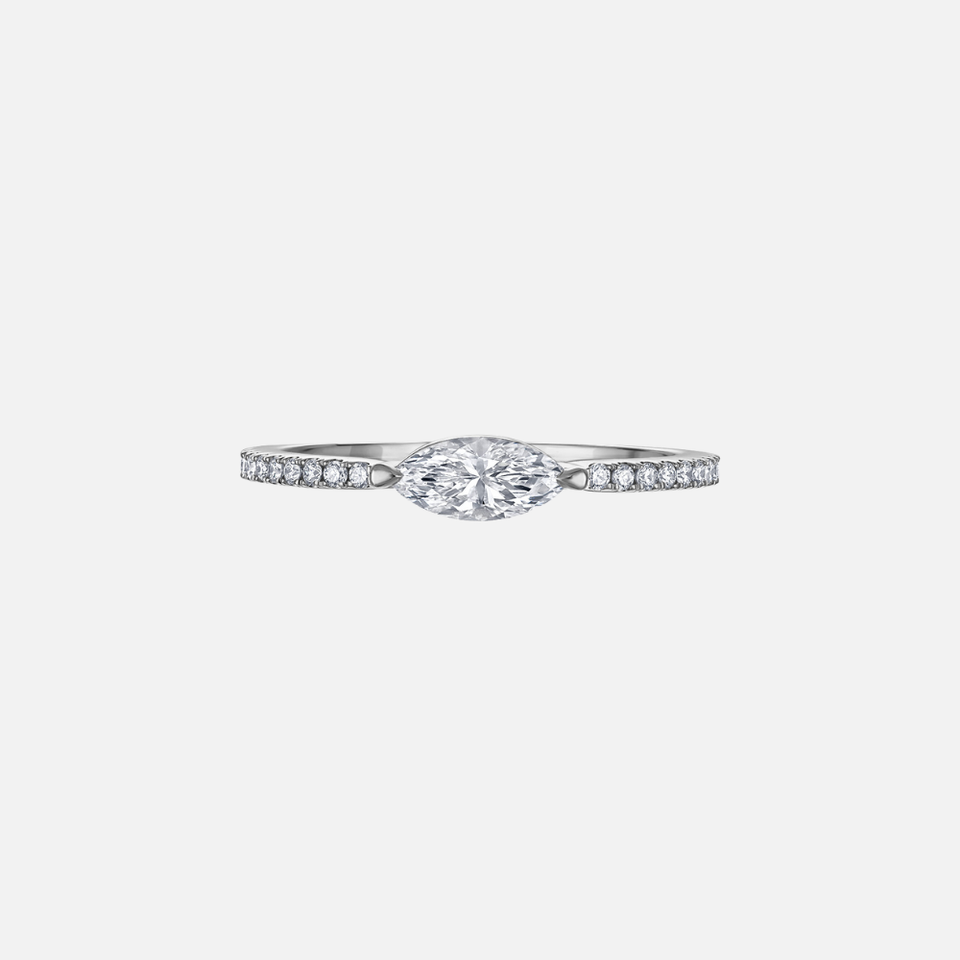 East-West Marquise Center Diamond Ring