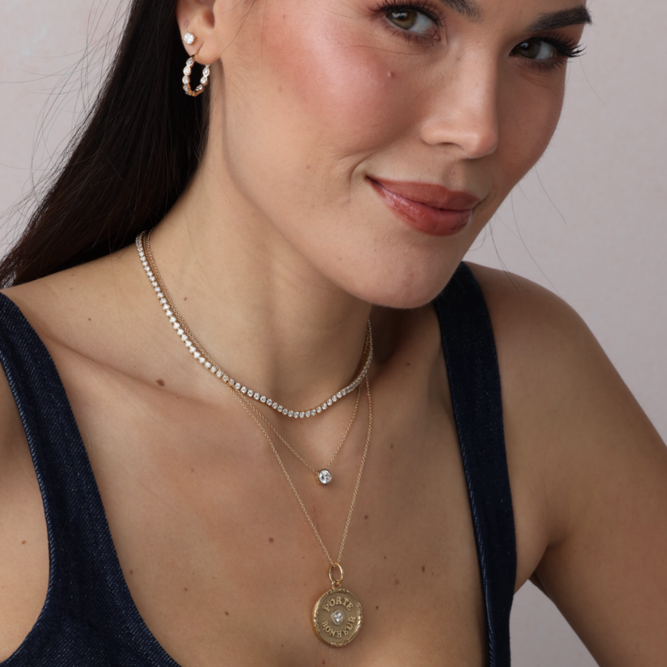 Refined by Razny Bezel-Set Round Diamond Center Necklace