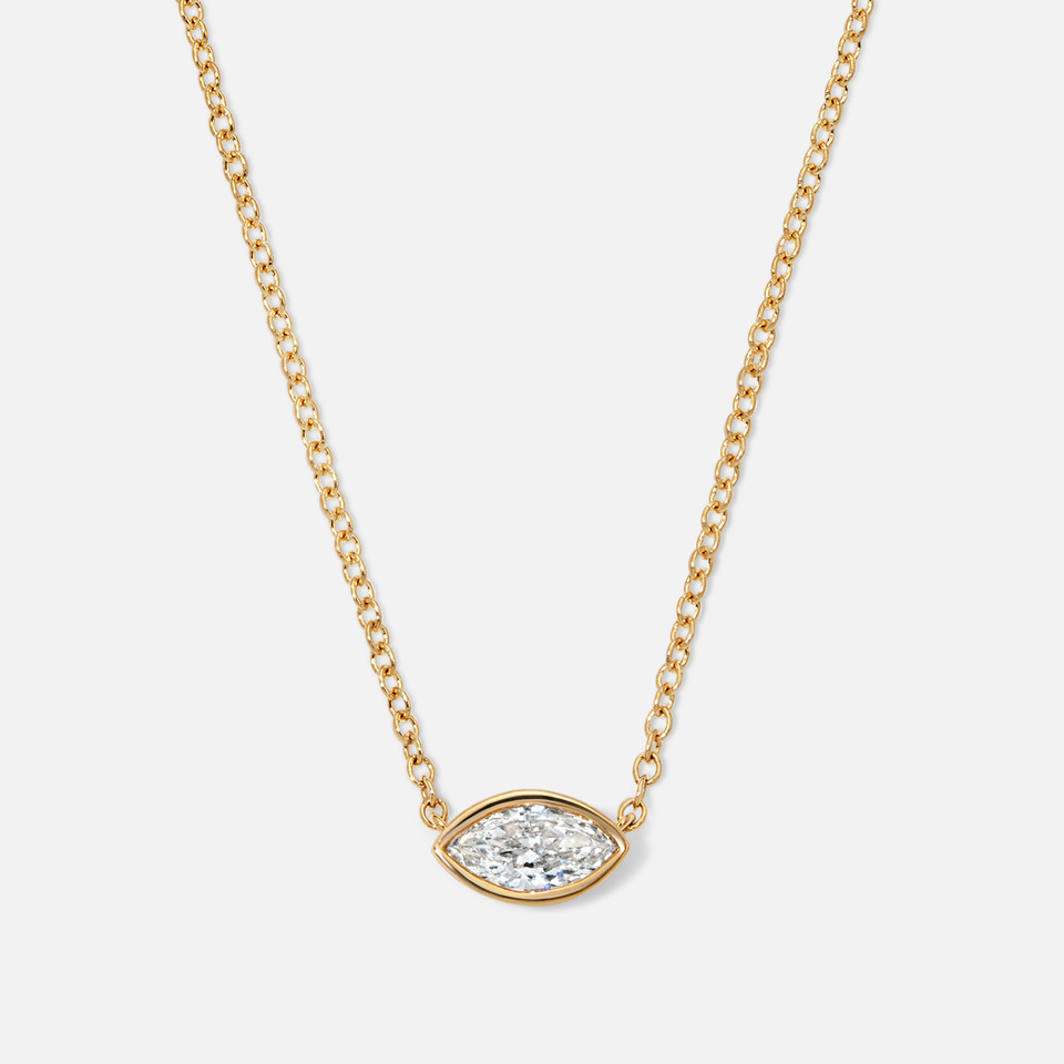 Refined by Razny Small Bezel-Set Marquise Diamond Center Necklace