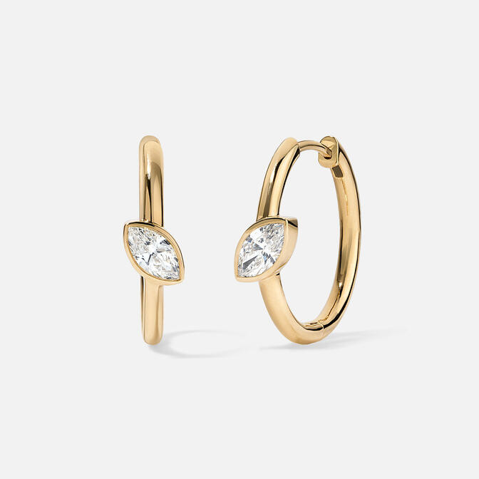 Refined Bezel-Set Marquise Diamond Hoop Earrings