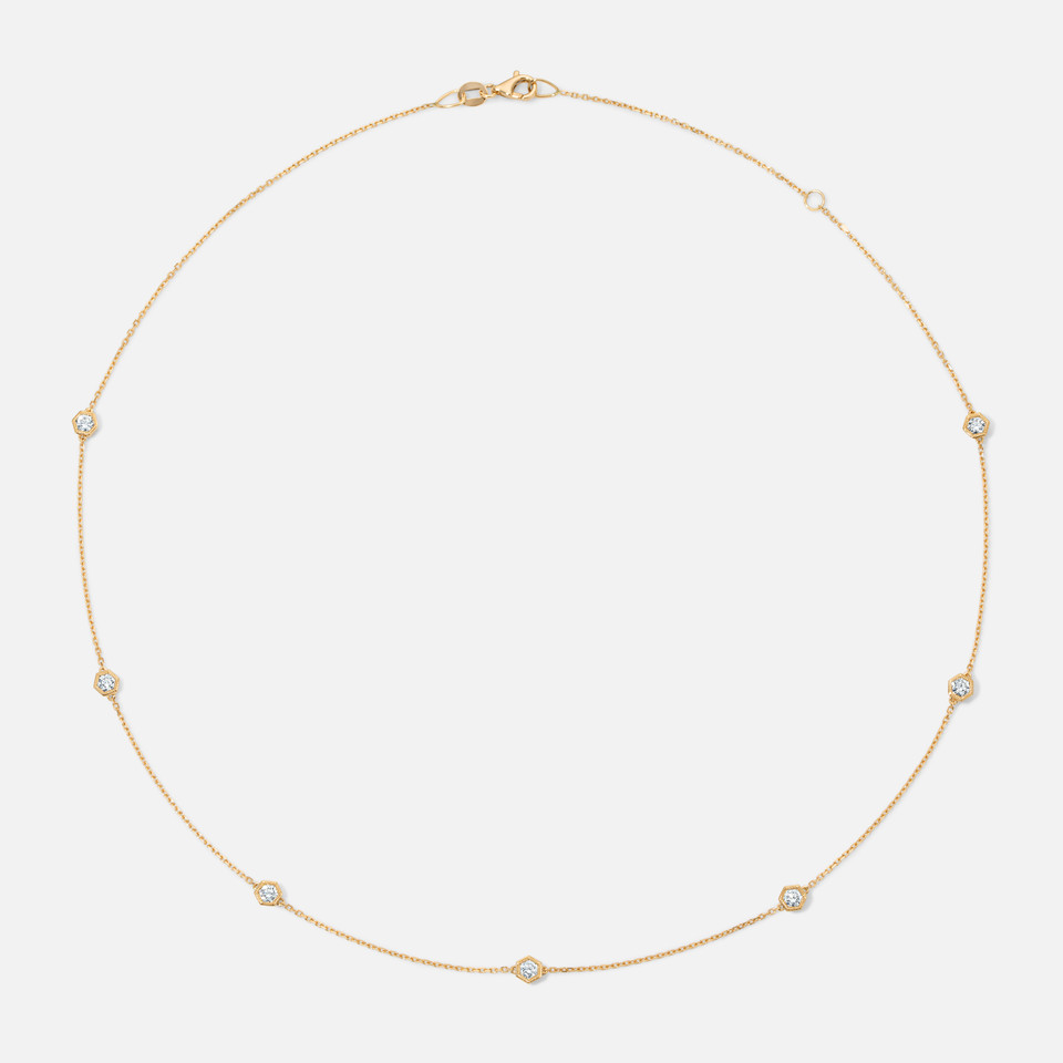 Refined by Razny 18-Inch Honeycomb Bezel-Set Diamond Necklace