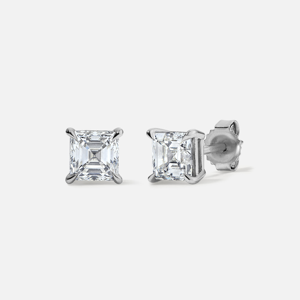 Asscher-Cut Platinum Studs