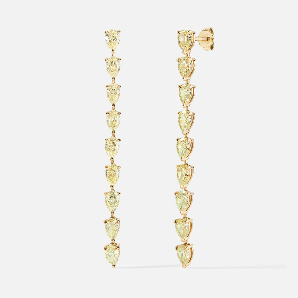 Refined by RaznyPear-Shaped Yellow Diamond Drop Earrings