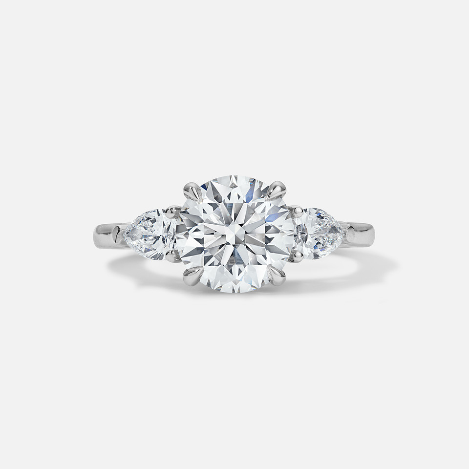 Forever by Razny 18k White Gold Semi-Mount with Pear-Shaped Side Stones