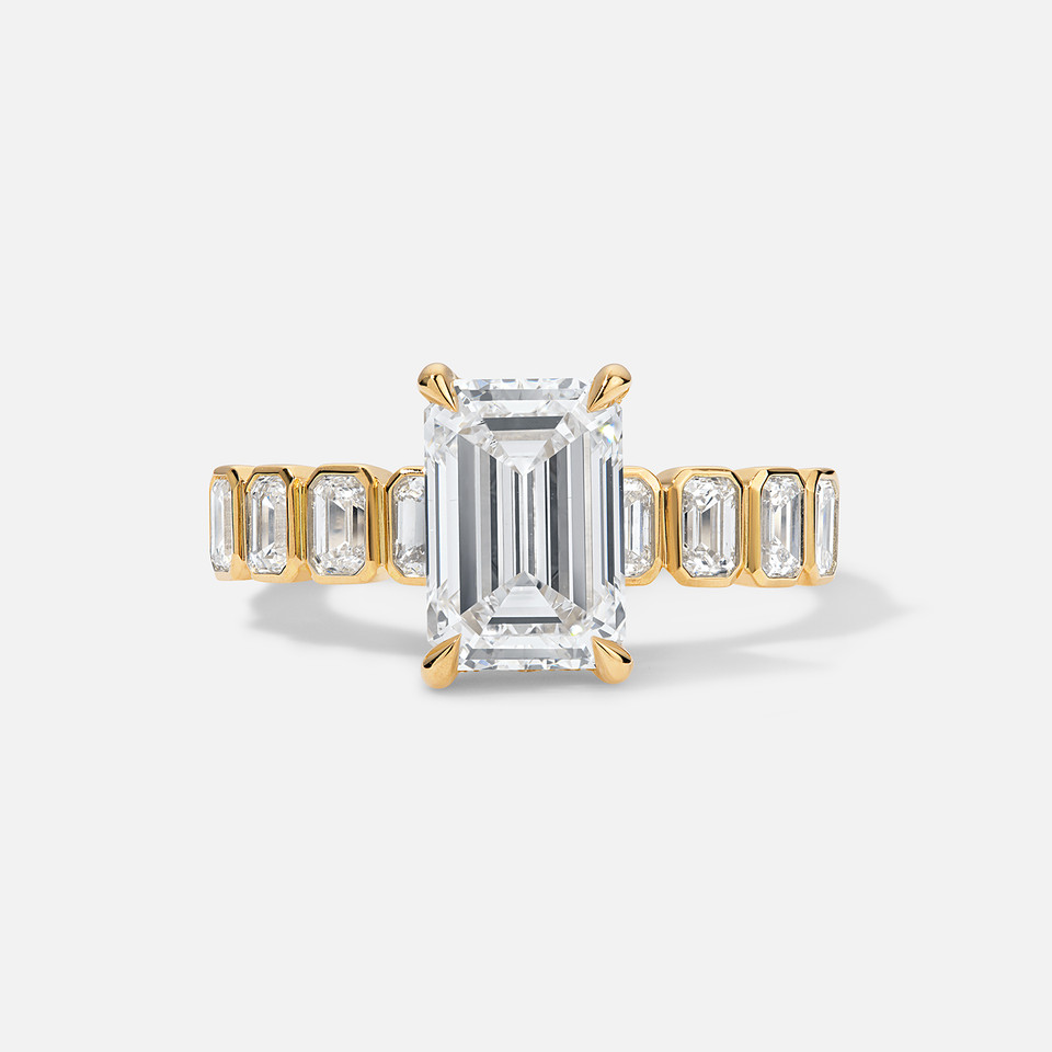 Forever by Razny18k Yellow Gold Modern Emerald Bezel Shank Semi-Mount