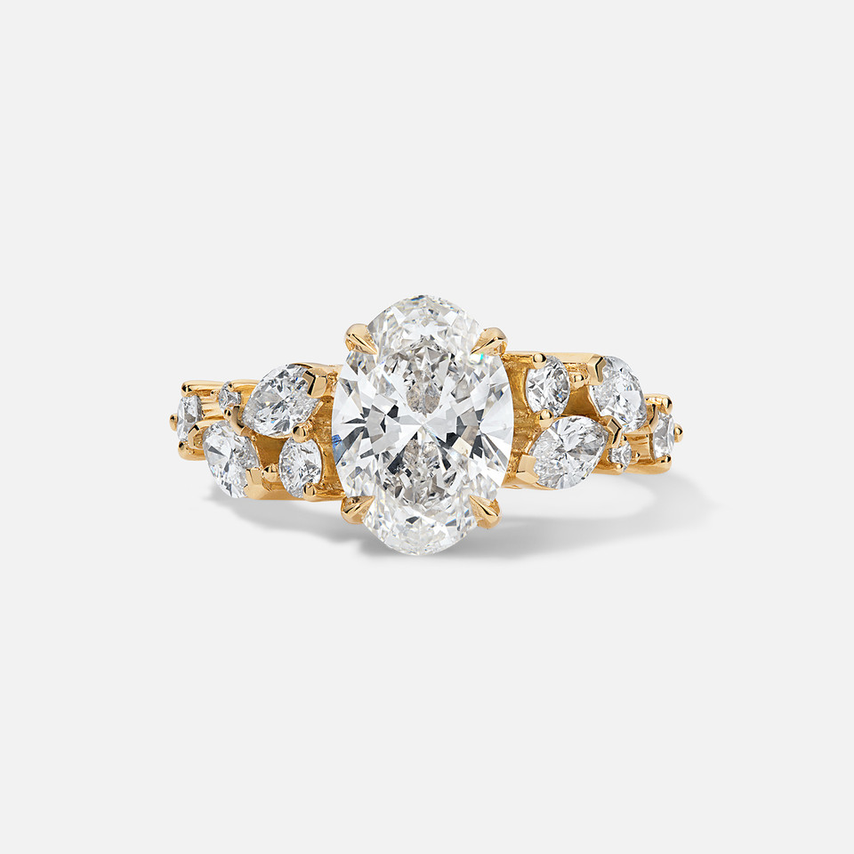 Forever by Razny 18k Yellow Gold Vintage Fleur Semi-Mount With Mixed-Shape Diamonds engagement ring setting