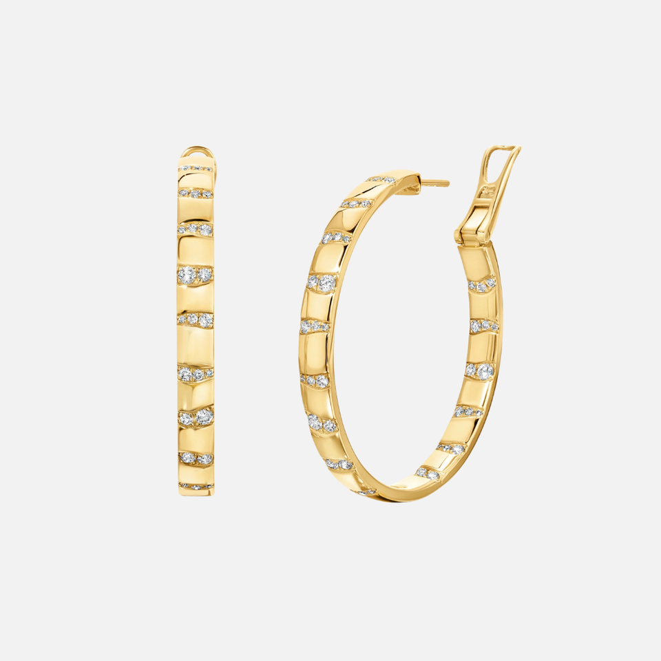 Graziela Large Alma Dos Rios Diamond Hoop Earrings in yellow gold