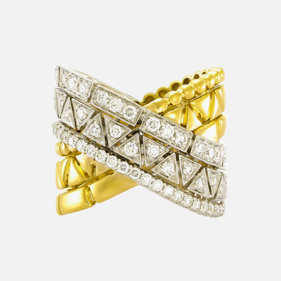 Two-Tone Diamond Pattern Crossover Ring