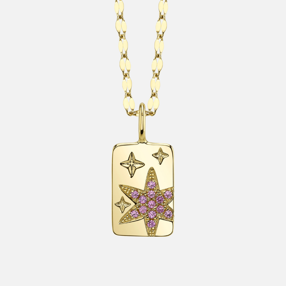 Shy Creation Pink Sapphire Star Sparkle Necklace