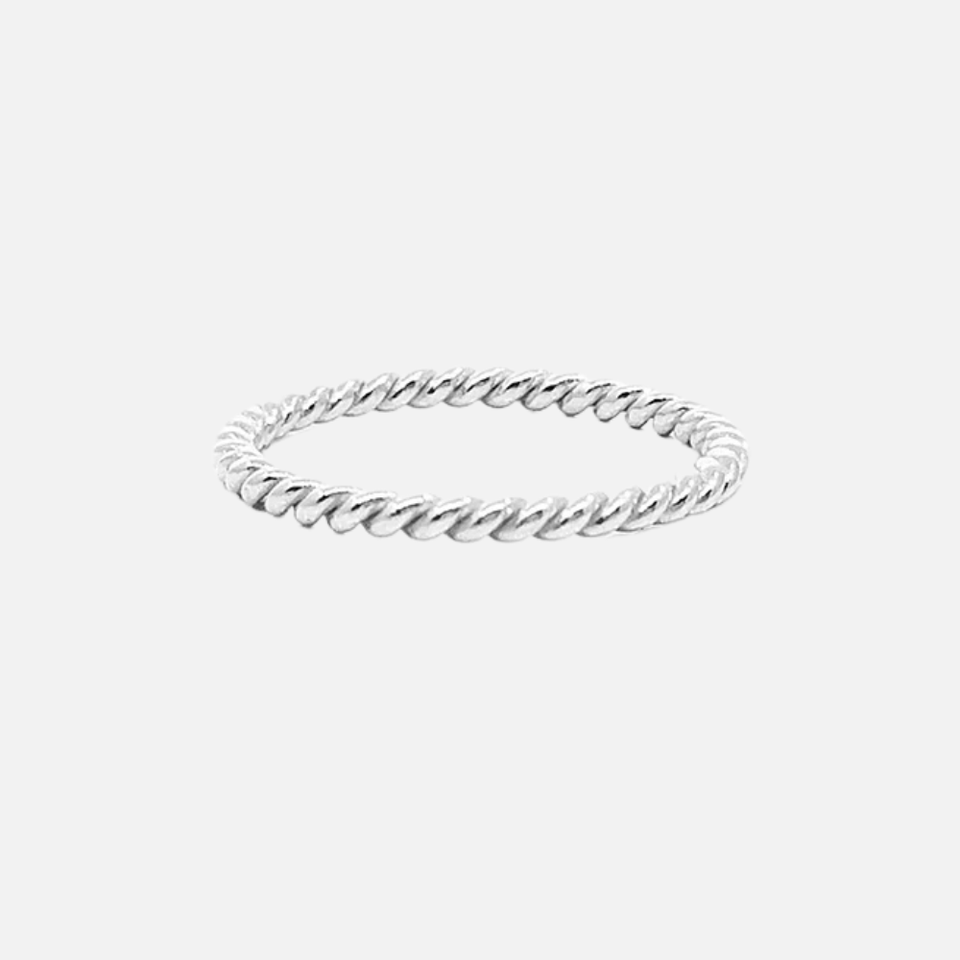 Sethi Couture White Gold Rope Stacking Band