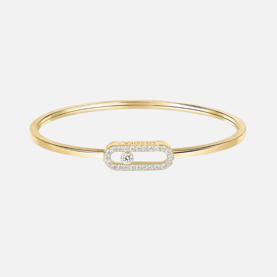 Messika Medium Move Uno Pavé Flex Yellow Gold Bangle