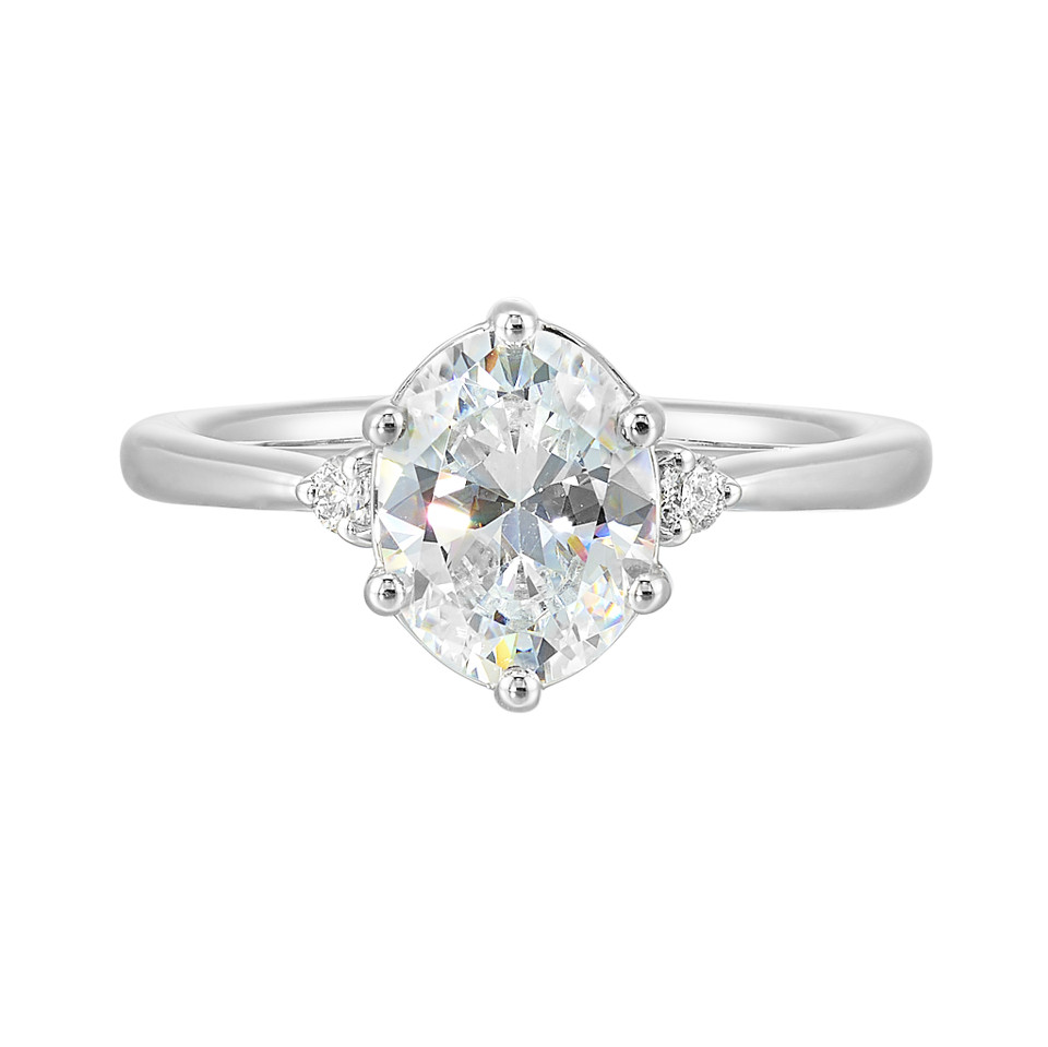 Perfect Love 14k White Gold Semi-Mount for 1.50-Carat Oval Diamond with Round Diamond Accents