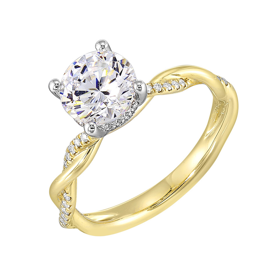 Perfect Love 14k White and Yellow Gold Semi-Mount With Round Diamond Accents