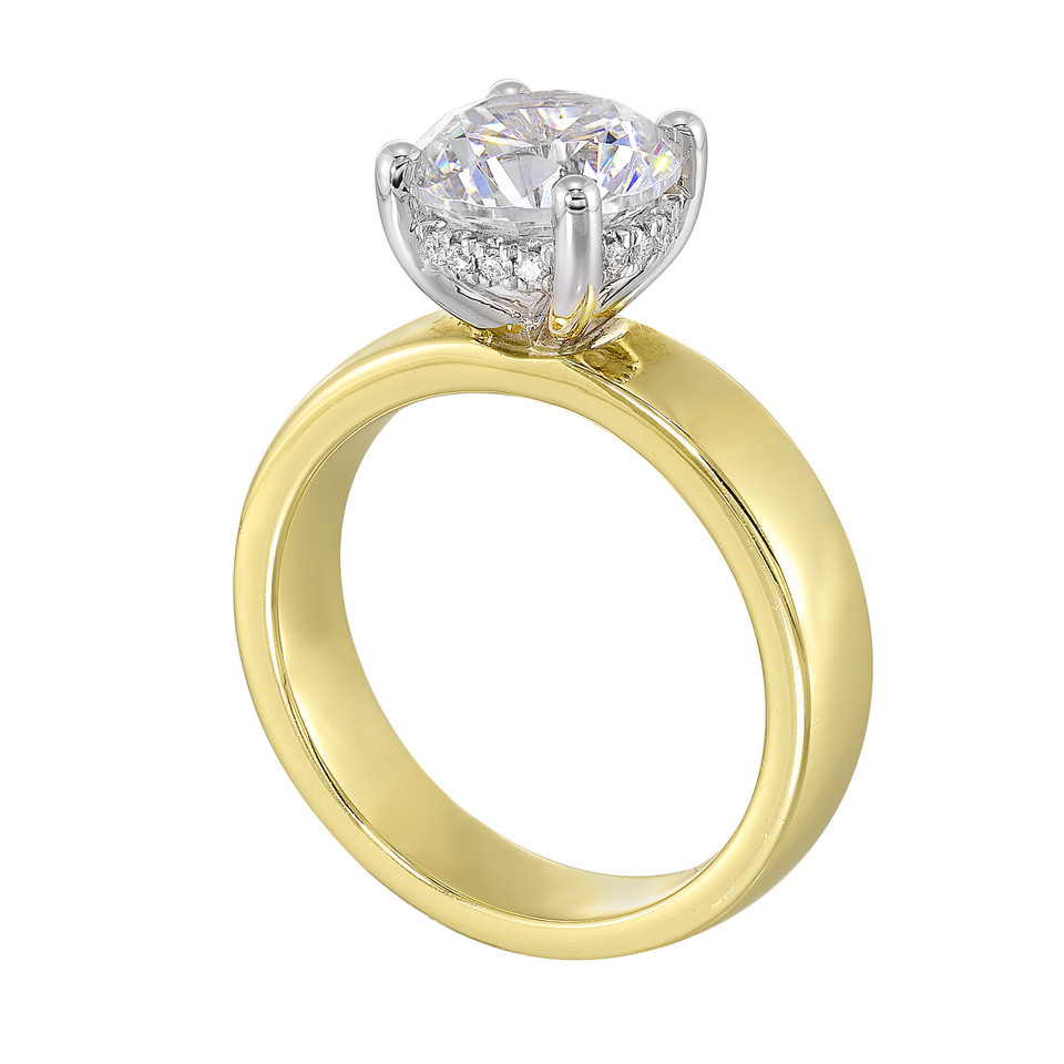 Perfect Love 14k White and Yellow Gold Semi-Mount With Round Diamond Accents