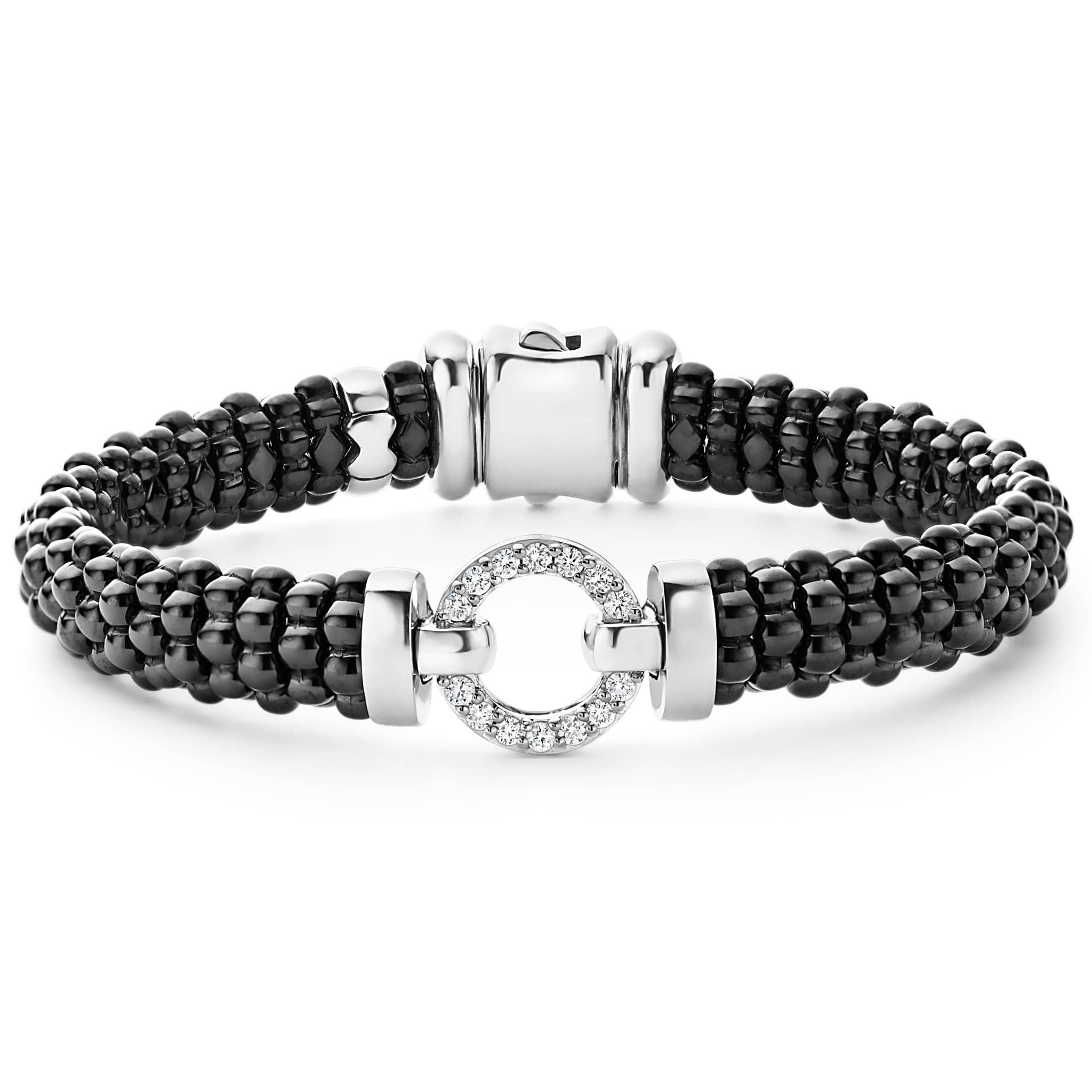 Black Ceramic Diamond Circle Bracelet