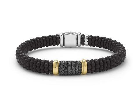 Two-Tone Matte Black Ceramic Black Diamond Bracelet