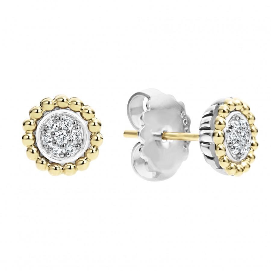 Two-Tone Caviar Diamond Stud Earrings