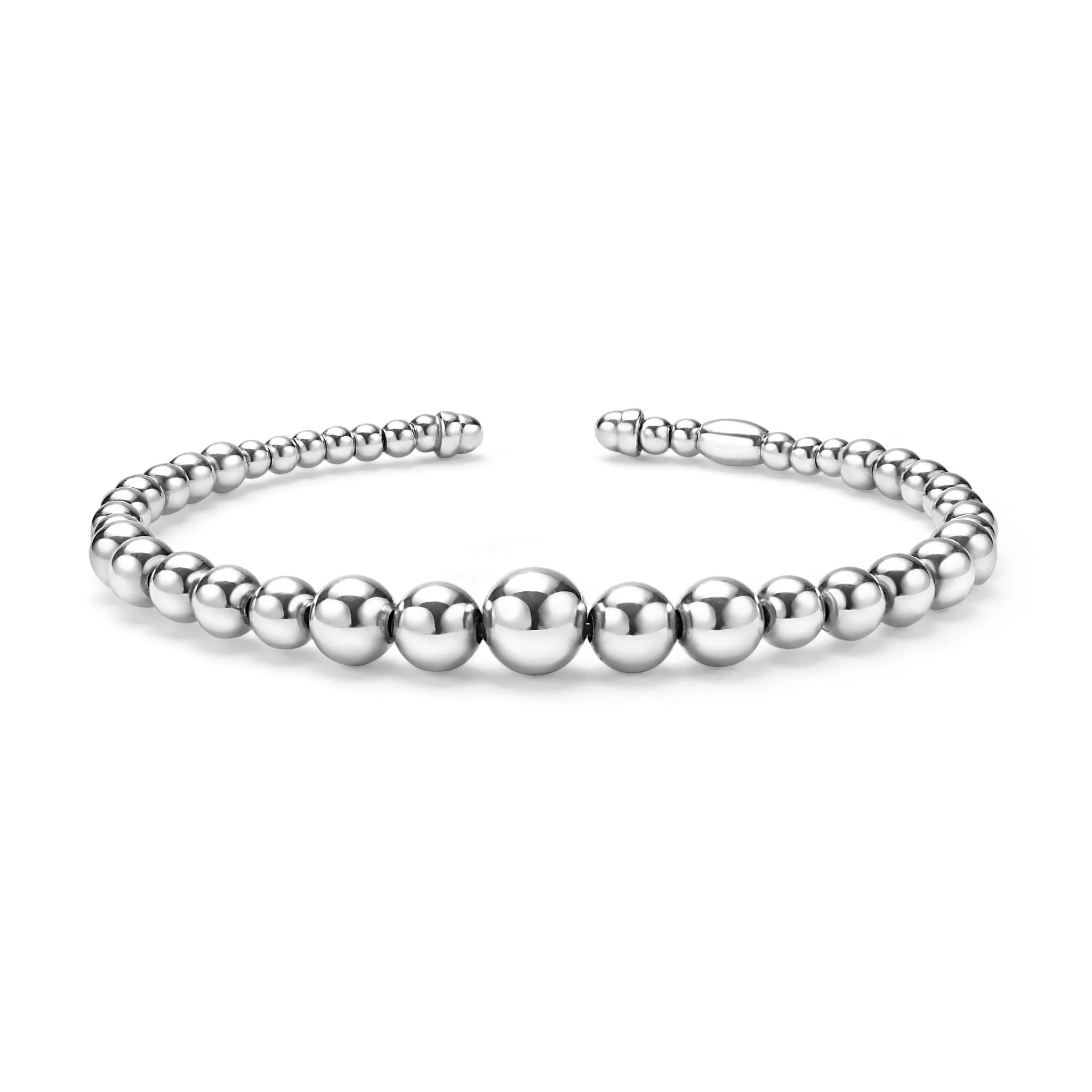 Silver Beaded Cuff Bracelet