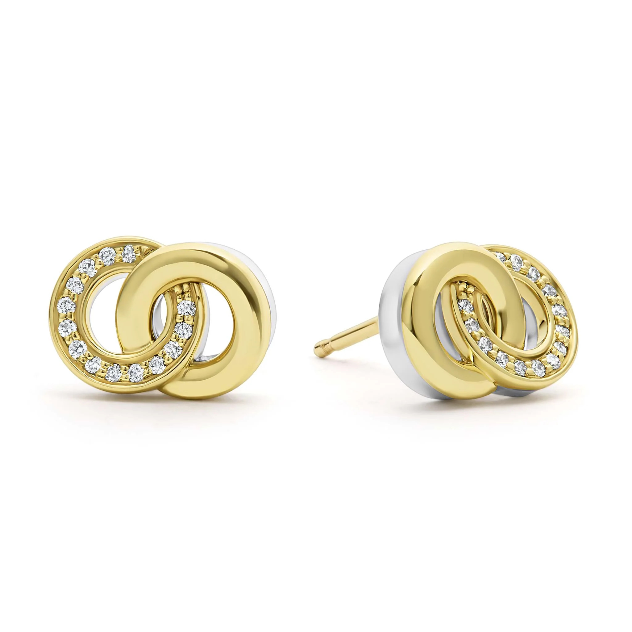 Two-Tone Interlocking Diamond Stud Earrings