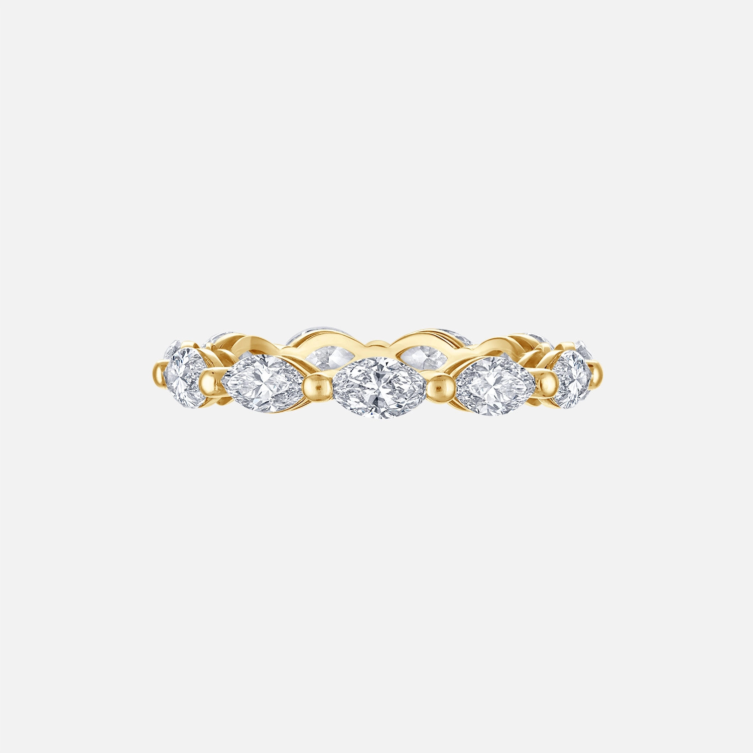 Eternity Wedding Band w/ Round Diamonds in Marquise Shape Bezel - Gale  Diamonds Chicago